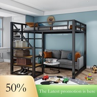 Iron Art Bunk Bed Elevated Bed Apartment Saves Space Loft Bed Thickened Iron Frame Bed haihui2.sg