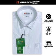 Sơ Mi Trơn Tay Ngắn Màu Trắng Form Slim Fit Chống Nhăn Lai Bầu - Áo Nam Khatoco