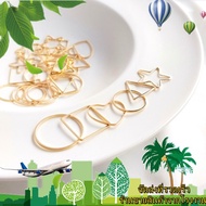 ️Diy jewelry ️14k Light Gold Love Five-pointed Stars Circle Circle Circle Triangle Geometric Ring