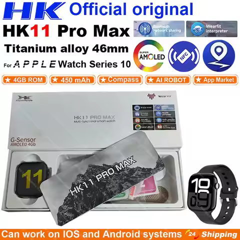 2025 New HK 11 Pro MAX Smart Watch Series 10 46mm AMOLED 4G ROM Bluetooth Call Network AI Robot Cloc