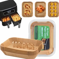 Air Fryer Disposable Paper Liner, Rectangular for Ninja 2-Basket Air Fryer, Natural Non-stick Parchm