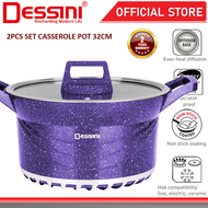 DESSINI ITALY GSB-32 Granite Die Cast Aluminium Non Stick Casserole Pot Bowl Deep Fry Pan Cookware T