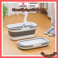 Foldable basin with wheels, foldable plastic basin for convenient mop use Foldable Pail Collapsible 