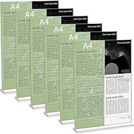 Yoosso Pack of 6 A4 Table Stands, Acrylic T-Stands, Price Tags, Card Holder, Good Stability for Adve