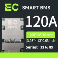 EC8S120A Smart BMS 3-8S 120A APP Bluetooth Active Balance LiFePO4 Li-ion UART CAN RS485 EBike Solar 
