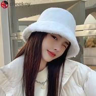 CHEEKOY Bucket Hat, Soft Warm Winter Hat, Fashion Faux Fur Solid Color Fisherman's Cap Outdoor