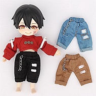 Ob11 Baby Clothes Ripped Pants Chain Pants Ripped Pants Trendy Beggar Pants 1/12 Baby Clothes