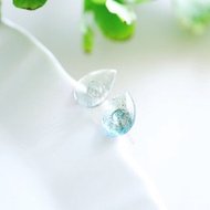 天然海水藍寶石 水滴AB色純銀耳針