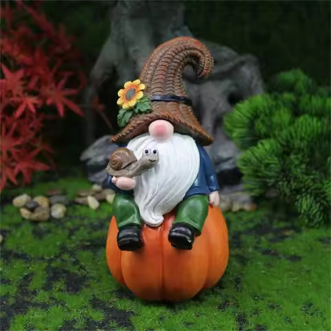 Pumpkin Gnomes Garden Statue Resin Desktop Lawn Ornaments Outdoor Garden Decoration Fall Gnomes Figu