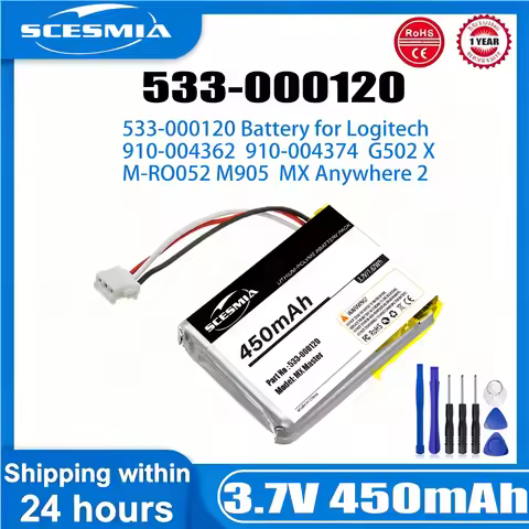 3.7V 450mAh Mouse Battery for Logitech MX Master 2,Master 3,Master 2s,ERGO,Master 3S,Anywhere 3/3S,M
