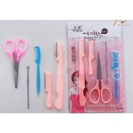5pcs set Penjagaan Kening,muka & telinga pencukur kening pemotong kening pembentuk kening gunting ke