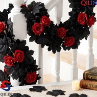 QILIN Halloween Maple Leaf Rose Vine, Gothic Style Maple Leaves Maple Leaf Garland, Fireplace Plasti