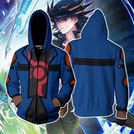 YuGiOh Fudo Yusei Cosplay Sweater Zipper Cardigan Hooded Jacket Coat