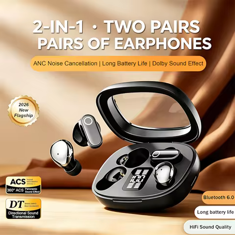 2-in-1 True Wireless In-ear Earphones Bluetooth Digital Earplug 9D Stereo 0 Delayed Game Couple Birt