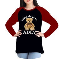 Amirafarzanashop-Bisa COD-Kaos Atasan Wanita/Pria Reglan Lengan Panjang (BEAR ADLV BAWAH)-Berkualita