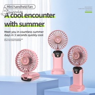 chuffed 3000mAh Handheld Mini Fan Foldable Portable Neck Hanging Fans 5 Speed USB Rechargeable Fan with Phone Stand and Display Screen Well
