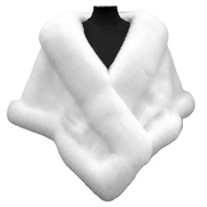 Thickened Warm Solid Color Fluffy Cape Coat Women Winter Faux Mink Fox Fur Shawl