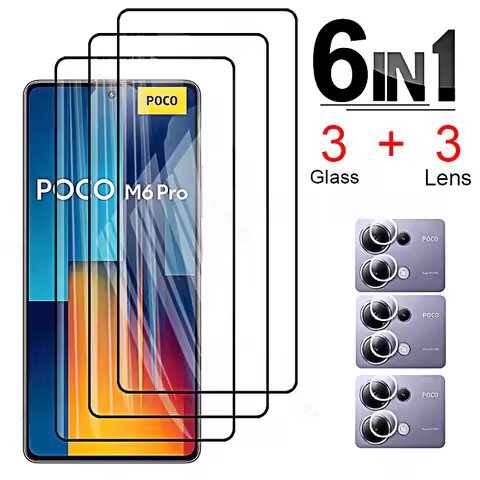 Tempered Glass for Xiaomi Poco M6 Pro 4G Camera Pocophone Poco M 6 M6Pro X6 X5 X4 X3 M5 M4 M3 F5 Pro
