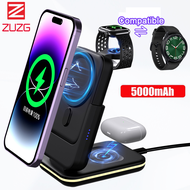 ZUZG Universal 3 in 1 Wireless Charging Station, Foldable Fast Charger Stand with 5000mAh Portable B