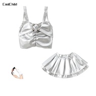 New store opening 50% discount for only three daysK-pop Girl Sequin Crop Top Silver Silhouette Skirt