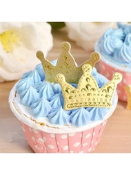 50入組金色皇冠杯子蛋糕插牌，用於婚禮、訂婚、生日派對裝飾