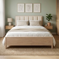 LOFT LIVING TAMPERE Full Solid Wood Queen King Bed Frame-White Wash