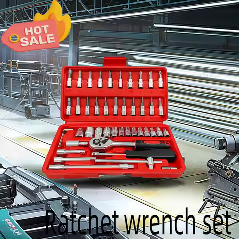 46pcs Car Repair Tool Kit 1/4 Inch Socket Set Ratchet Wrench Auto Mechanic Tool Kit for Automotive R