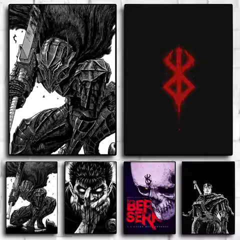 1PC Berserk Poster Self-adhesive Art Waterproof Paper Sticker Coffee House Bar Room Wall Decor