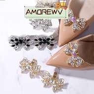 AMOR12WV Shoes Buckles, Bowknot Removable Shoe Clips, High Heel Charm Jewelry Rhinestone Bridal Shoe
