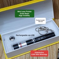 Mini Laser Pointer Green Beam High Visibility. Rechargeable via USB. 鐳射 激光 觀星筆