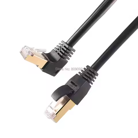 0.3M Right Angle Cat7 Ethernet Cable Right Angle Down RJ45 High Speed Network cord for Modem Router 