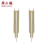 ZHOU LIU FU 周六福 ต่างหูเงินสเตอร์ลิง S925 ต่างหู Cubic Zircon สังเคราะห์ J0912859