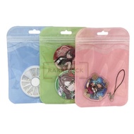 Pastel ziplock plastic with curved tip, candy wrapper, hamper container accessories