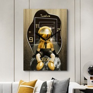 jam dinding besar Jam hiasan lukisan Lukisan hiasan mewah ringan, ruang tamu kreatif, bilik tidur, r