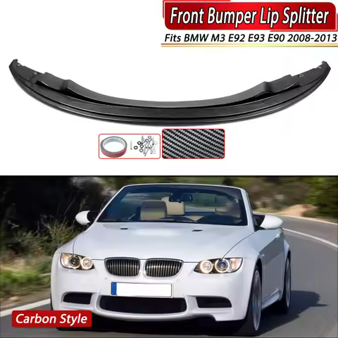 M Style Front Spoiler Bumper Lip for BMW E92 E90 GTS M3 Performance 2007-2013 Tuning Carbon Look Fro