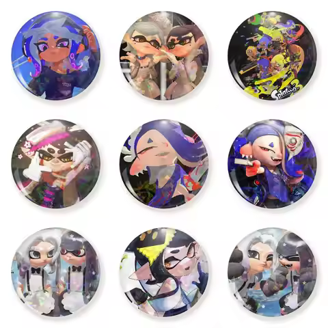 Splatoon 3 Snap-in Pins Cartoon Character Round Creative Brooches for Backpack Accessories Jewelry G