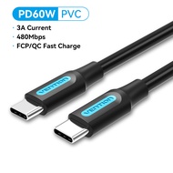 Vention Type C to Type C Cable fast charging 3A PD 100W 60W cable charger type c QC 4.0 for ipad Macbook Pro Huawei Xiaomi Samsung S20 Galaxy S9 S10 S20 Switch type c charger Short Cable tape c super fast charging long USB C to USB C Cable