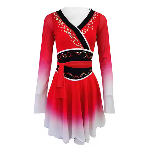 LIUHUO Ice Skating Dress Long Sleeve Girls' Spandex High Quality Costume Rhinestone Performance Wear