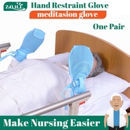 ZhenqingHuli 1 Pair Medical Hand Restraint Glove Therapy Mitt Anti-scratch Prevent Self-extubation Drip Remove for Dementia Eczema Depression Patient