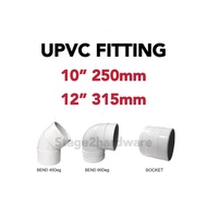 10” or 12” UPVC Pipe Fitting / Upvc Socket / Elbow /Upvc Tee / Io elbow / Penyambung Paip putih / El