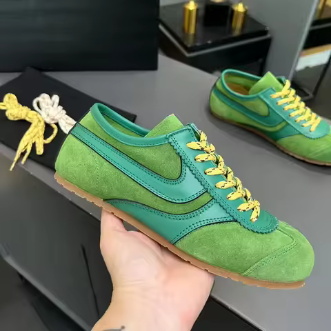 2026 Unisex Genuine Leather German Trainer Shoes Women's Four-Season Fashion Retro Color Block Runni