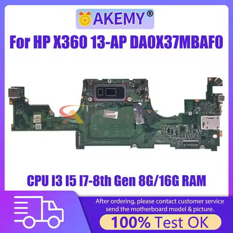 For HP Spectre X360 13-AP TPN-Q212 Laptop Motherboard DA0X37MBAF0 SREJP i7-8565U With RAM Notebook M