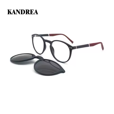 KANDREA 2 In 1 Polarized Magnet Sunglasses Women Cat Eye Fashion Vintage Glasses Frame Brand Designe