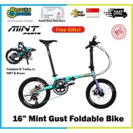 Mint Gust 16inch T9 9Speed Foldable Bike Foldie Bicycle Electroplating Oil Slick Modern Design 9 Speed 9S