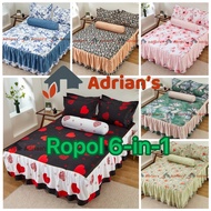 ADRIAN's Set Cadar Ropol 6-in-1 KING/QUEEN Berkualiti Tinggi Gaya Baru termasuk 4 Sarungbantal