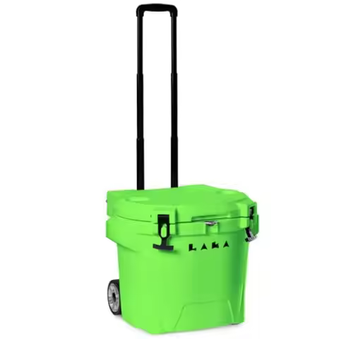 Beach/Camping/Boat cooler with wheels 30QT rotomolded insulated rolling hard cooler, black, holds 24