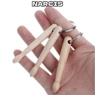 NARCIS Drumsticks Keychain, Mini Gift Drum Sticks Key Ring, Professional Metal Wood Drumstick Gromme