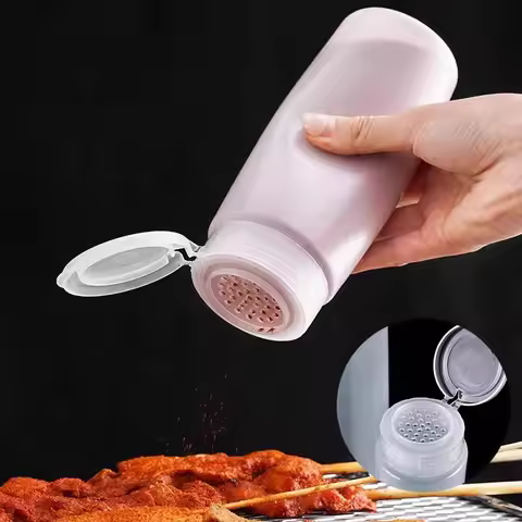 400/600ml Clear Plastic Spice Jar With Shaker Lids Kitchen Seasoning Containers BBQ Outdoor Spice Ja