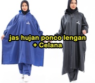 JAS HUJAN PONCO LENGAN + CELANA - Jas hujan nevilla ponco setelan celana terbaik