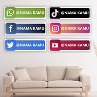 HIASAN DINDING Minimalist social media CUSTEM icon wall decoration | Walldecor 3D social media icons